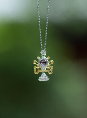 黄财神投影项链万物三千925银