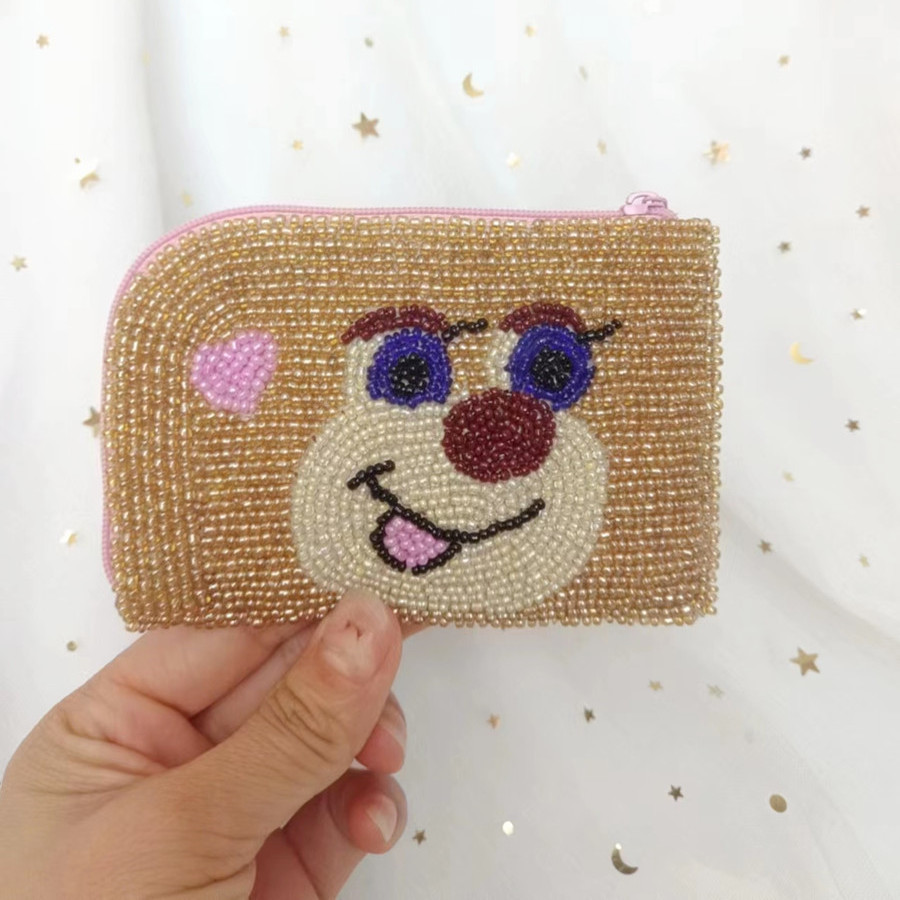 卡通可爱手工串珠零钱包卡包
