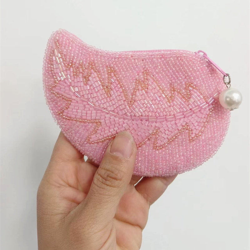 清新可爱学生零钱包手工珠绣小钱包女珠绣钱包串珠硬币包简单时尚