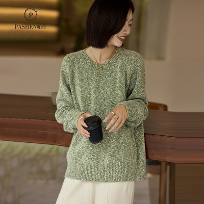 帕什羊绒衫女100%山羊绒25秋冬新五针邓肯大肚纱厚针织毛衣JF-614