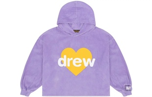 Dre明星法老同款 爱心笑脸 紫色灯芯绒帽子长袖卫衣 短款 情侣