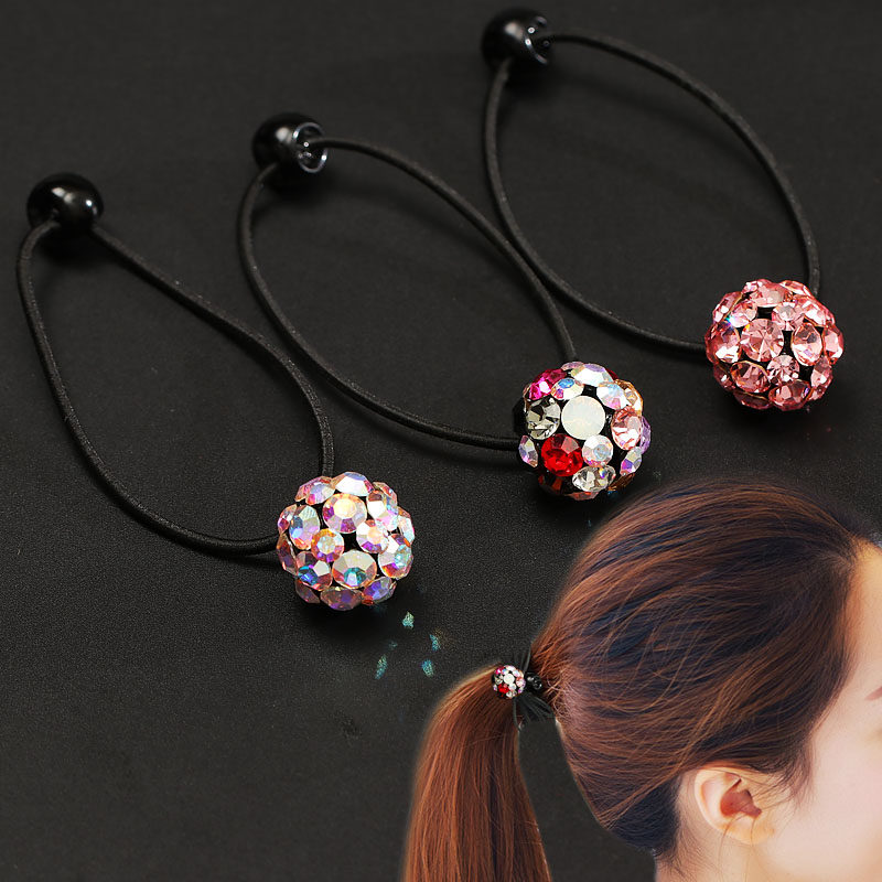 发圈韩国头绳小清新简约钻球马尾发绳水钻扎头橡皮筋球球头饰品女