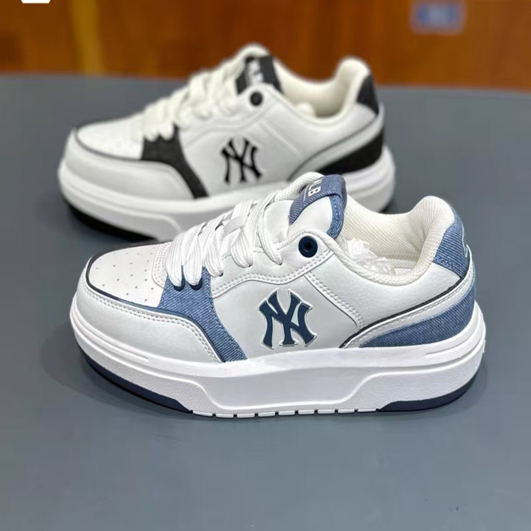 MLB 正品25年新款男女休闲板鞋时尚撞色百搭厚底学长鞋 3ASXD015N