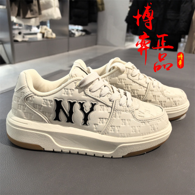MLB2025年新款男女时尚印刻学长鞋老花厚底增高休闲板鞋3ASXE015N
