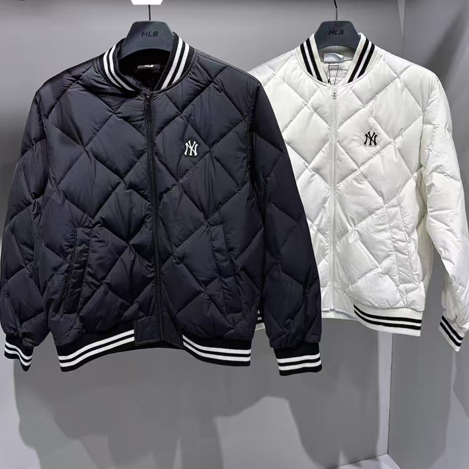 MLB25新款情侣羽绒服男女菱格薄款棒球服鹅绒羽绒服外套3ADJV4156