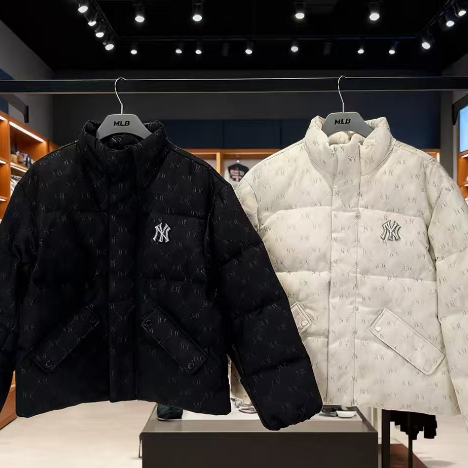 MLB25冬新立领暗纹钻石老花男女羽绒服时尚潮流休闲外套3ADJM0956