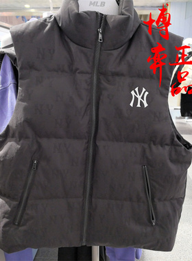 MLB25冬新款男女情侣潮奢满印老花舒适百搭保暖羽绒马甲3ADVM0356