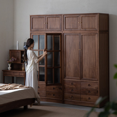 宋式美学衣柜原木黑胡桃木