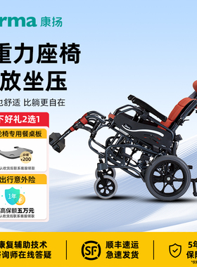 康扬进口高靠背轮椅车零重力仰躺多功能人体工学舒压瘫痪老人专用
