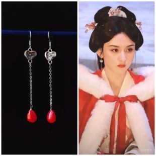 折腰小乔同款耳环耳饰宋祖儿同款耳坠耳夹配饰战国袍荷叶水滴耳饰