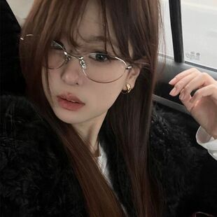 老钱风猫眼近视眼镜女防蓝光可配有度数高级感椭圆钛架镜框平光镜