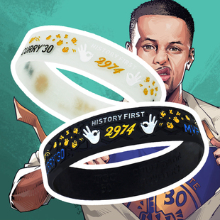 库里30周年金州勇士四冠王纪念款手环篮球周边庆祝冠军篮球腕带