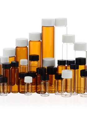 玻璃螺口瓶PTFE垫透明西林瓶 棕色菌种瓶100只/盒 试剂瓶3ml-60ml