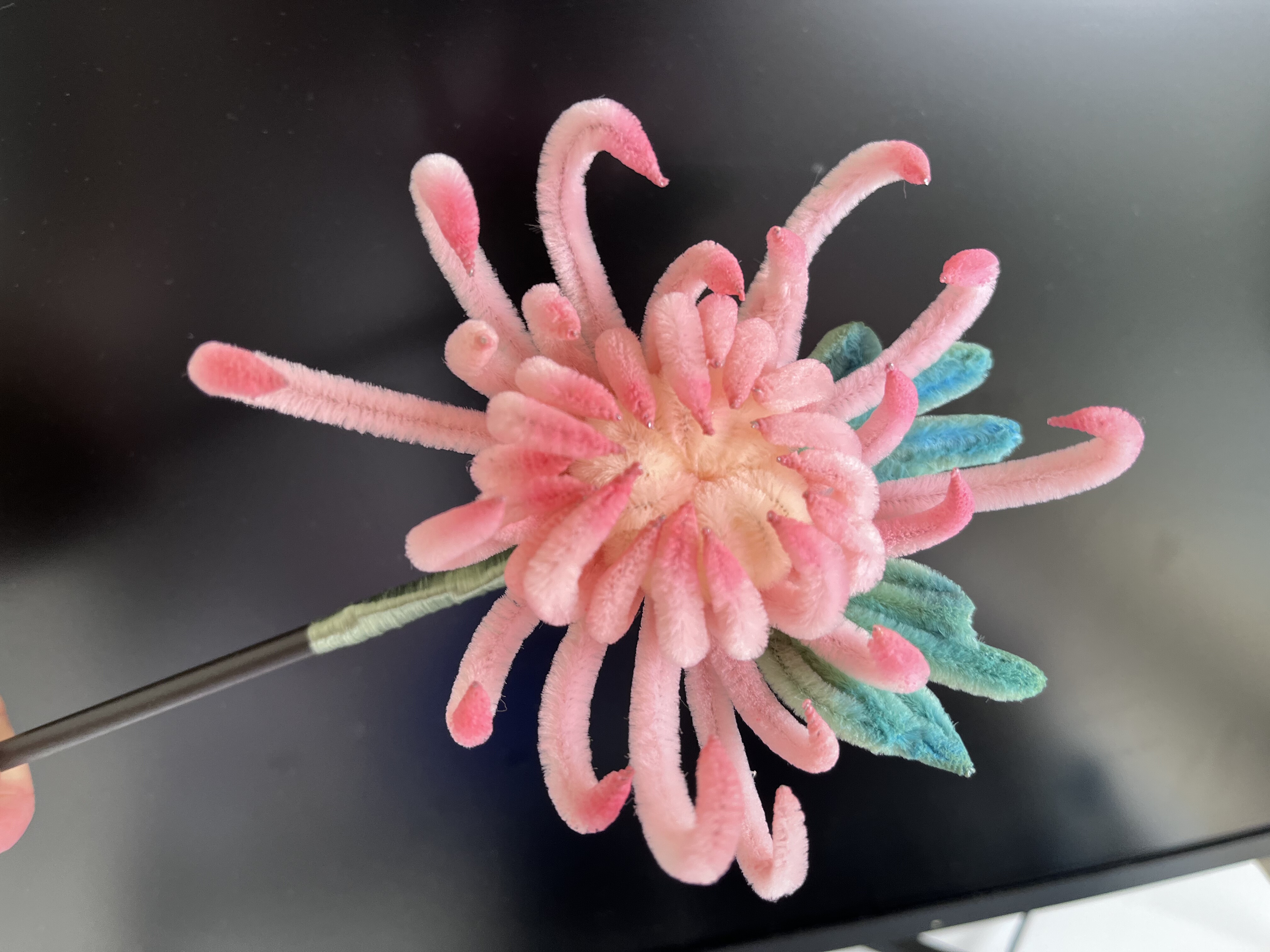 纯手工古风汉服头饰成品仿绒花好大一朵花