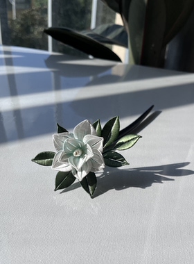 纯手工非遗蚕丝缠花成品栀子花发簪成品