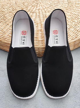 老北京千层底礼服呢松紧手工布鞋开车透气男黑色中老年方头单鞋