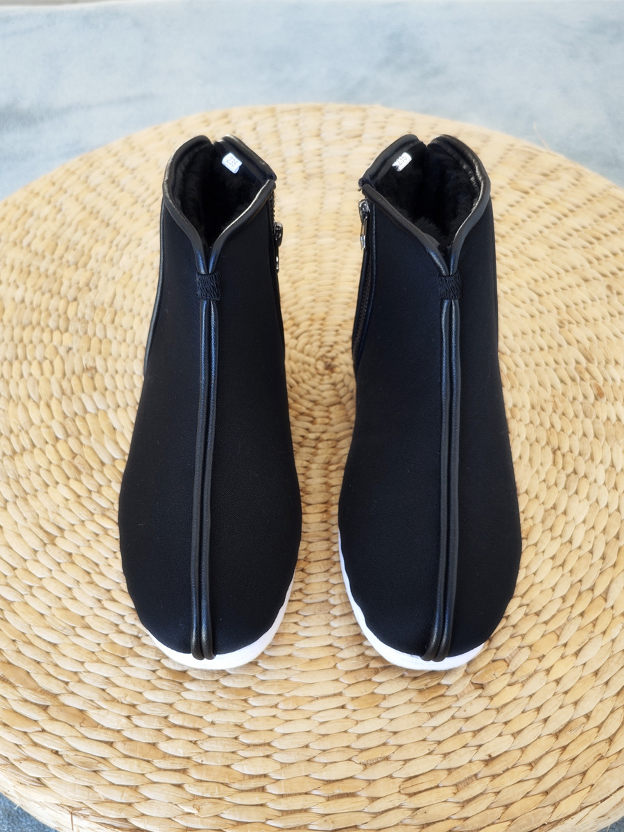 冬季保暖拉链礼服呢加绒保暖棉鞋