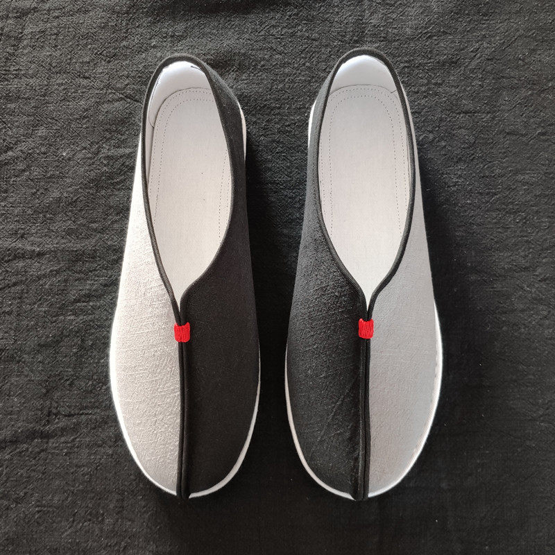 老北京手工千层底布鞋中式古风拼接男士春夏棉麻透气居士舒适单鞋