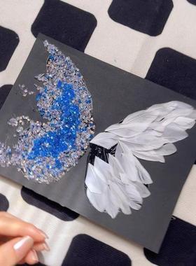 水晶蝴蝶相框摆件手工diy送男女朋友七夕情人节创意立体水晶蝴蝶