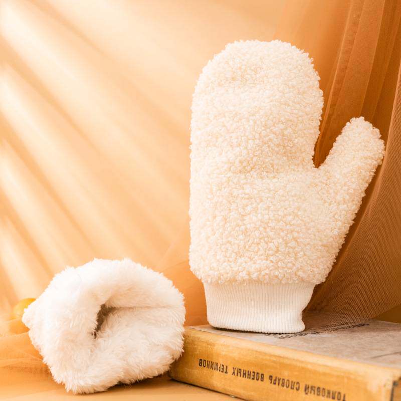 羊羔绒男手套女士冬季连指加绒加厚保暖挂脖骑行骑车防寒保暖学生