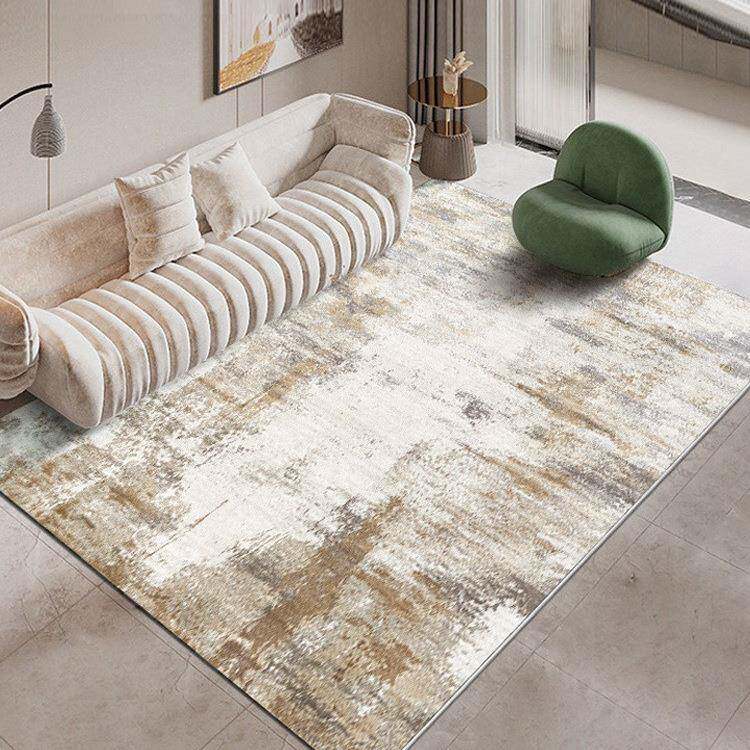 轻奢家用地毯客厅茶几毯简约抽象水墨风可水洗防滑仿羊绒地毯地垫