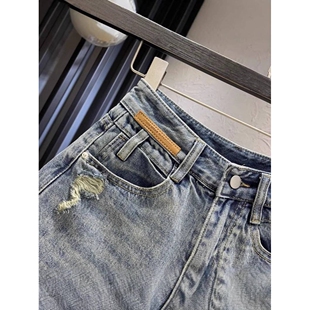 磨破卷边破洞复古牛仔短裤女2025夏季新款薄款高腰显瘦宽松热裤子