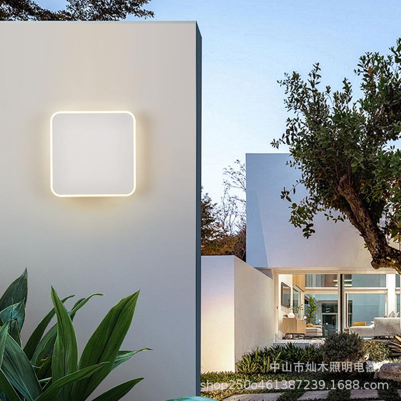 极简方形户外防水LED壁灯楼梯走廊过道背景灯IP65花园庭院灯墙灯