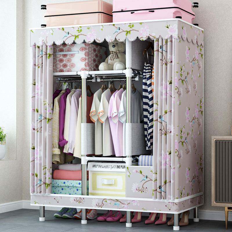 拉链全封闭简易布衣柜钢管加粗加固全钢架加厚牛津布密封家用布柜