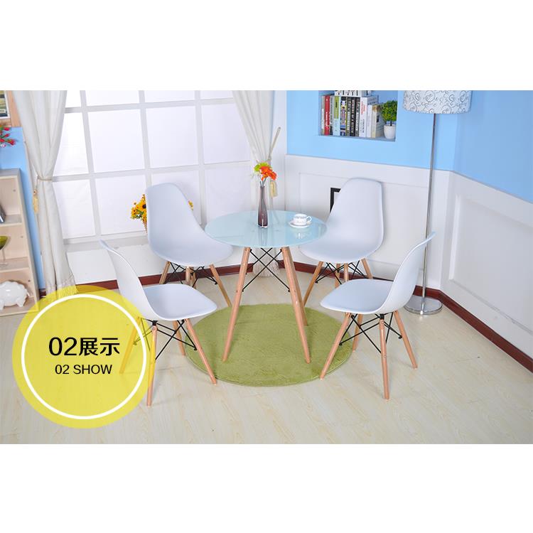 9W洽谈桌小桌子钢化玻璃圆桌茶几玻璃桌子圆钢化餐桌椅组合实木桌