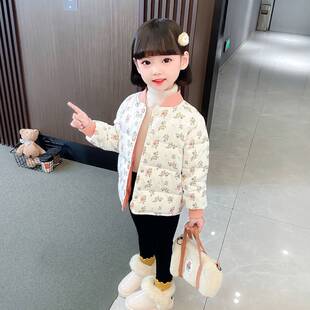 女童棉服女宝宝轻薄羽绒服冬季2023新款洋气冬款保暖内胆棉袄外套