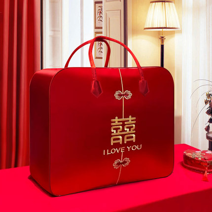 结婚陪嫁婚庆四件套包装袋红色喜被装棉被的收纳袋子缎面牛津手提