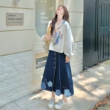 26年春款刺绣卫衣牛仔半身裙两件套2C289-2581-P185-K278，女装套装/套裙，2C289