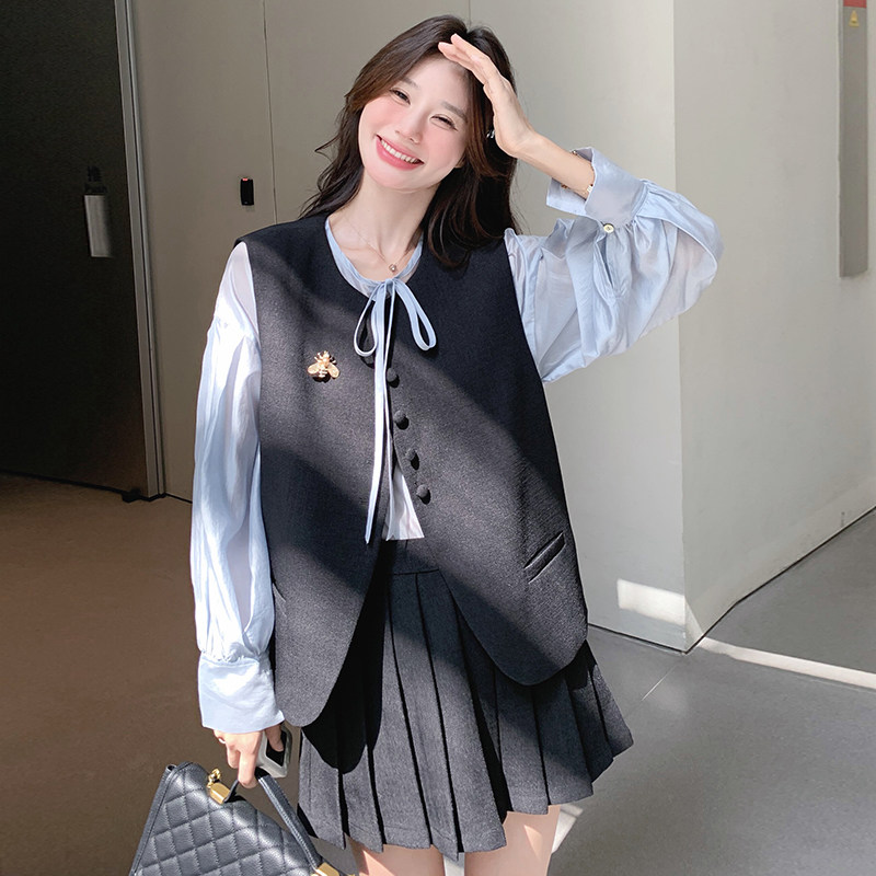 26年春款马甲衬衫百褶裙三件套2C289-A73-P225-K315,女装套装/套裙,2C289