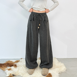 珠珠抽绳羊绒松紧百搭保暖宽松休闲绒绒长裤 zopiclone 嬉皮诗人