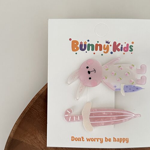 2026新款韩国pom女儿童卡通兔子雨伞猫咪小鱼花朵亚克力发夹卡子