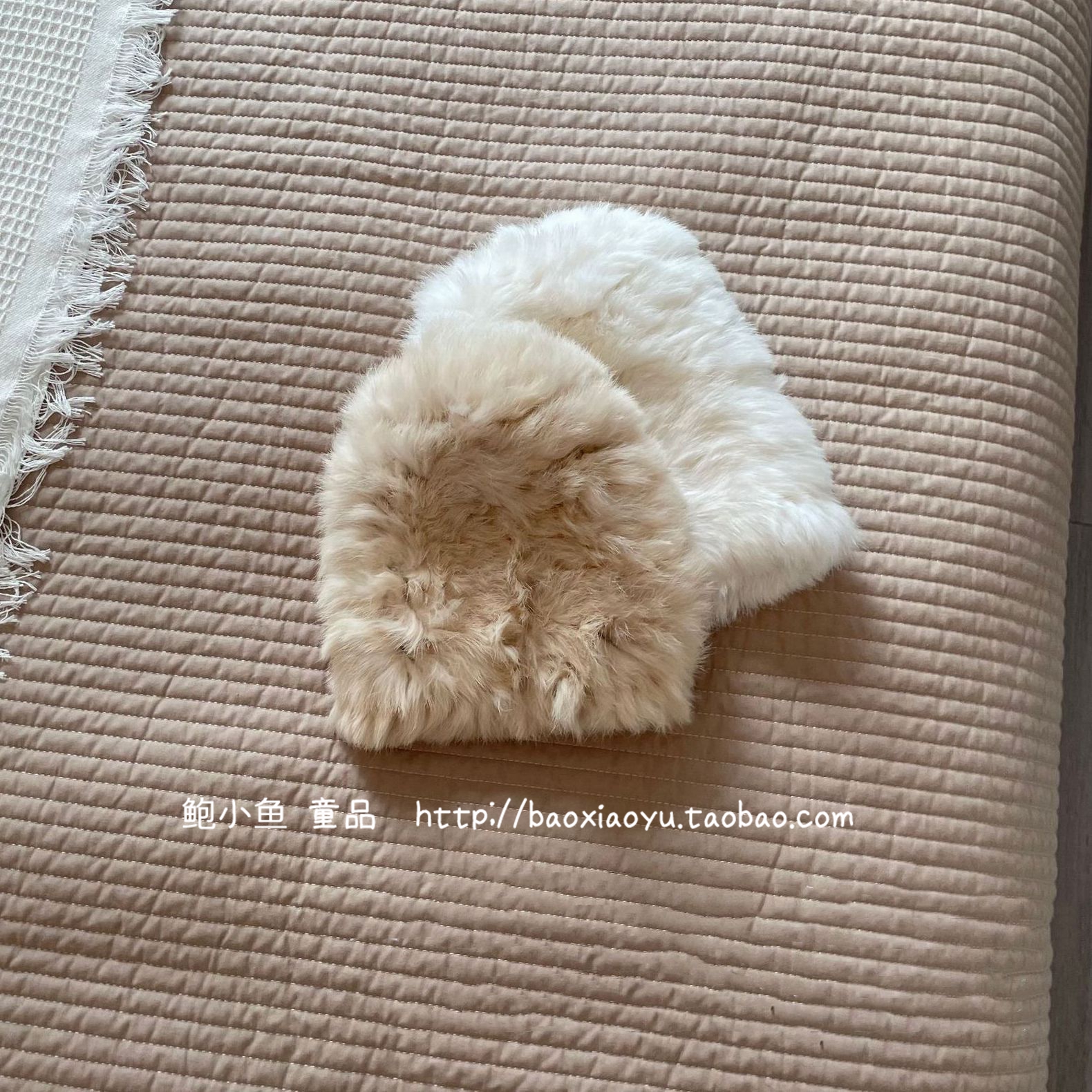 鲍小鱼2025冬季新款儿童兔毛皮草帽子保暖毛毛圆顶毛球套头帽子