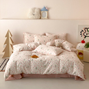 双层纱全棉印花四件套多层纱纯棉套件纯色简约可爱小清新印花床品