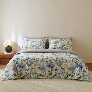 60支全棉长绒棉数码印花四件套 清新田园风AB版纯棉套件 丝滑细腻