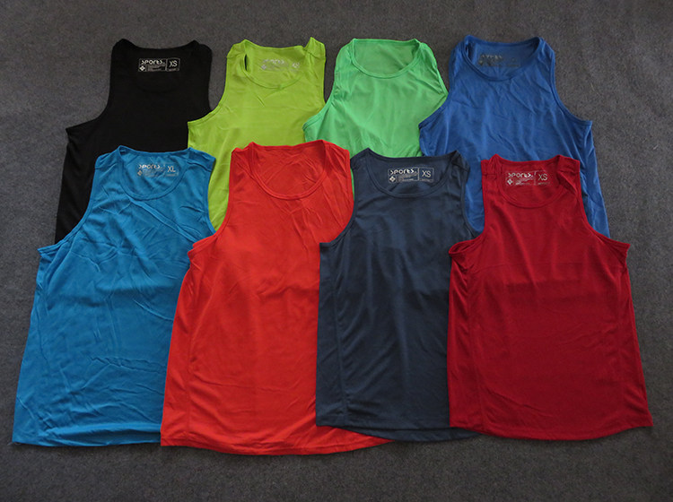 外贸男士速干面料骑行健身运动背心有锁边线