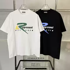 Repressent Abstract Color-Blocked Foam Letter Print Round Neck Loose Trendy Brand Short-Sleeve Unisex Tee for Summer