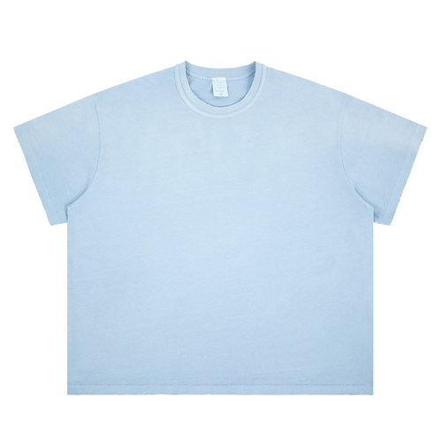 美式复古做旧磨破简约百搭落肩短袖T恤男女宽松圆领休闲夏季上衣