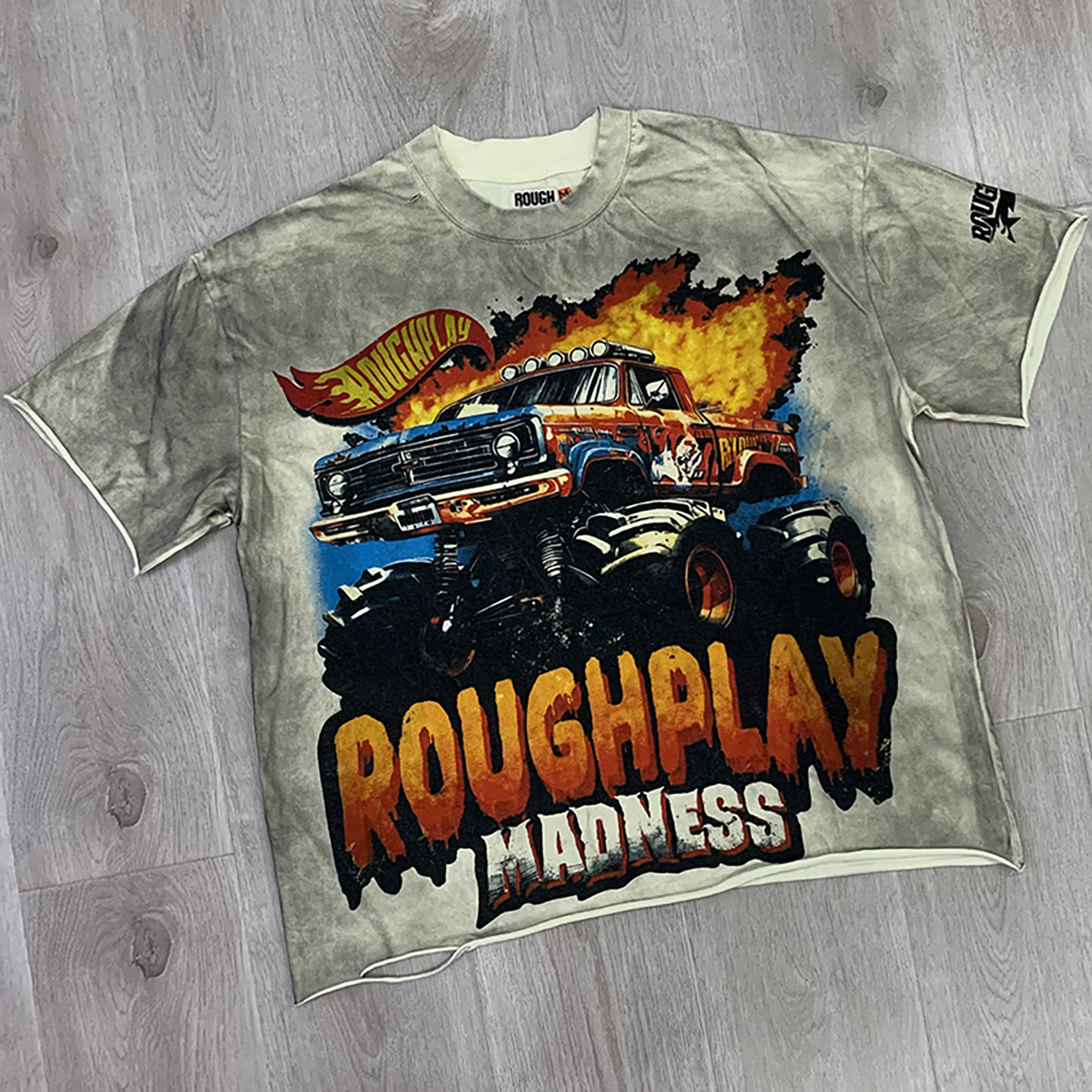 高品质美潮脏染汽车字母印花下摆卷边割破男女街头圆领短袖T恤夏,男装,T恤,淘宝优惠券,粉丝福利购,淘宝优惠卷