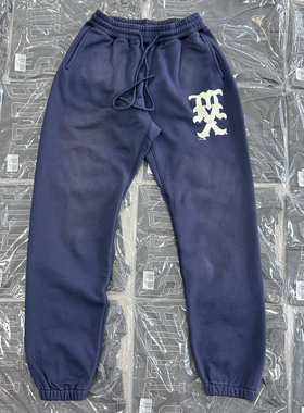 SAINT美式高街复古做旧图案印花束脚长裤男女宽松休闲运动裤卫裤