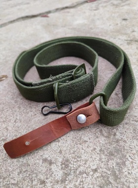 AK牛皮绿色背带通用79战术肩背绳器材背带牛皮条金属7.62微冲背袋