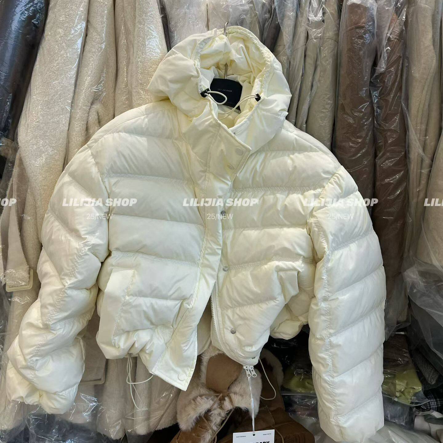 韩版粉色减龄短款羽绒服女2025冬季宽松显瘦连帽加厚保暖轻薄外套