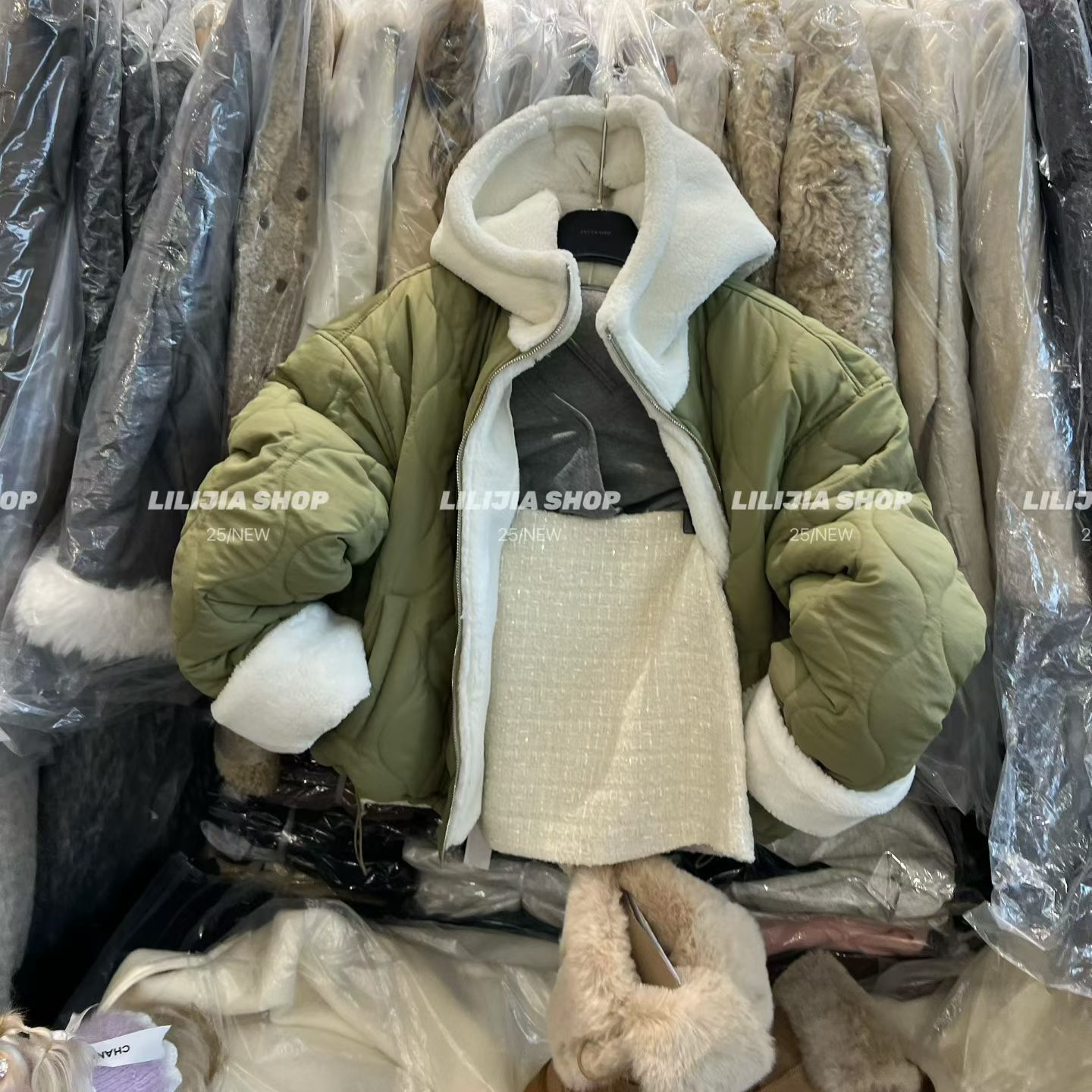 2025冬季连帽加绒加厚拼色棉袄