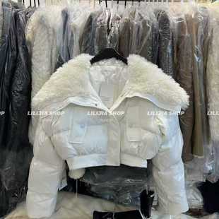 咖色2025新款羊羔毛领羽绒服女短款翻领小个子时尚百搭90白鸭外套