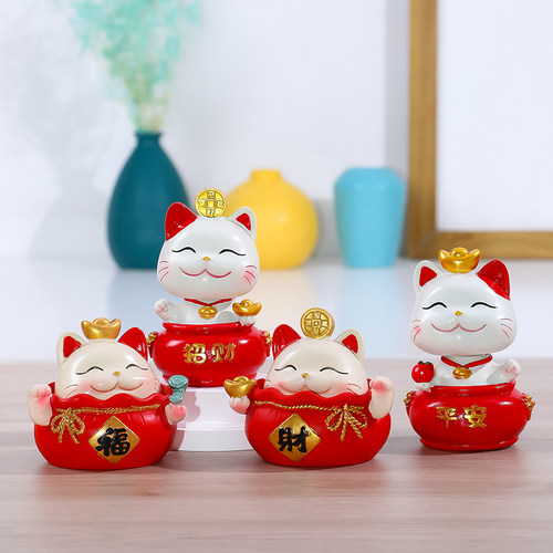 速发创意招财猫银件店铺开业收摆台家居客厅电视柜桌面可爱小摆设