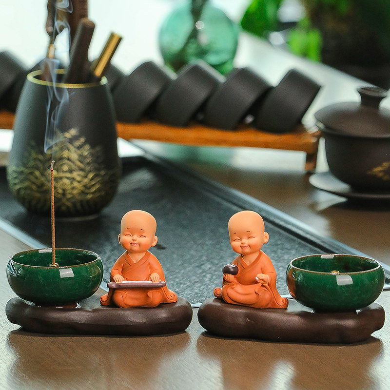 蕊杰创意解压中式香炉小和尚摆件
