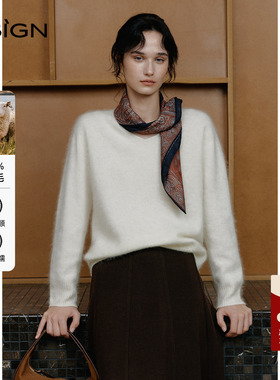 商场同款DSIGN时尚设计感圆领毛衣女2025冬季新款百搭上衣